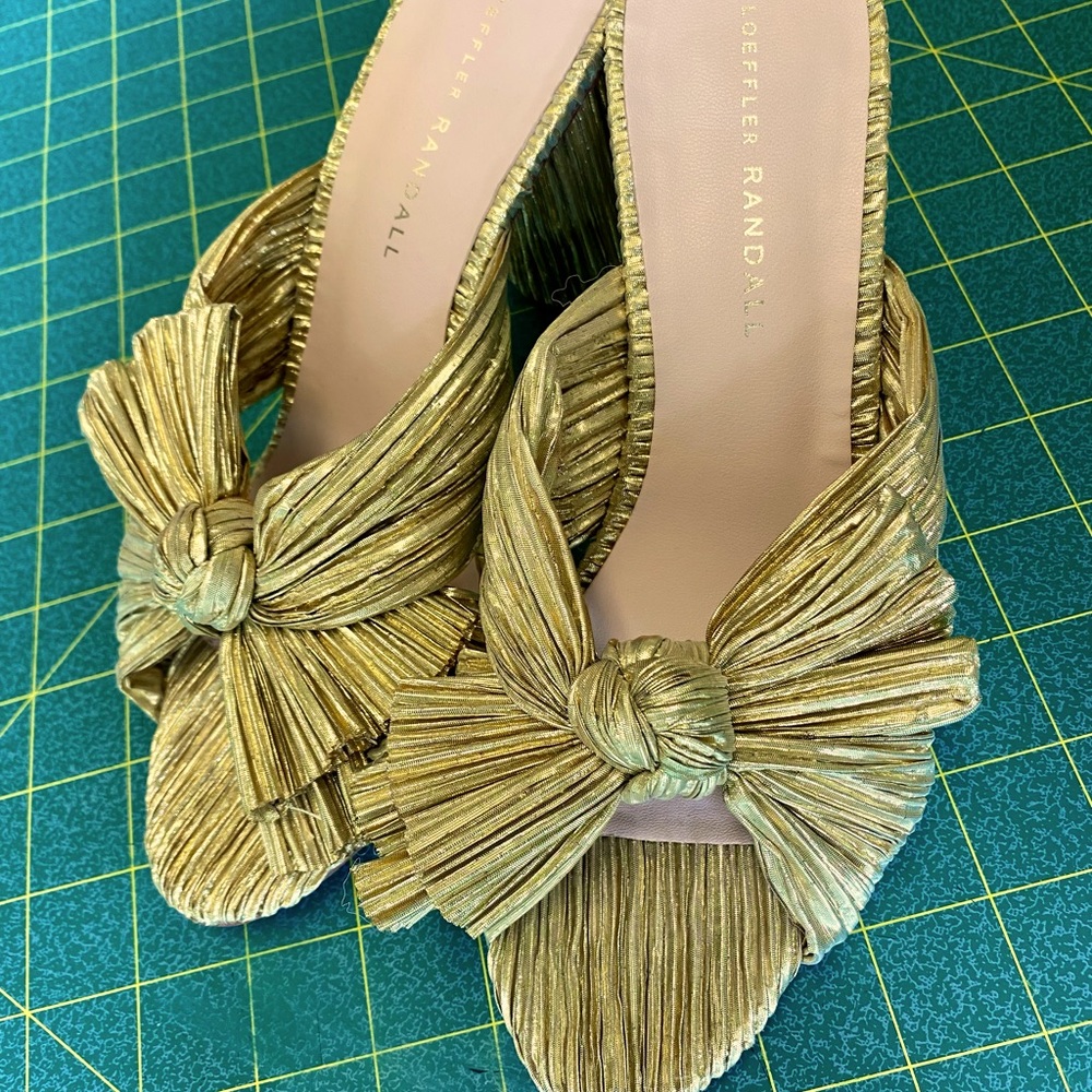Loeffler Randall high heel gold penny 8. Worn once